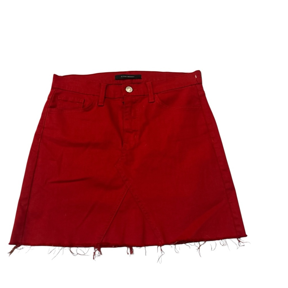 Flying Monkey Vibrant Red Denim Skirt